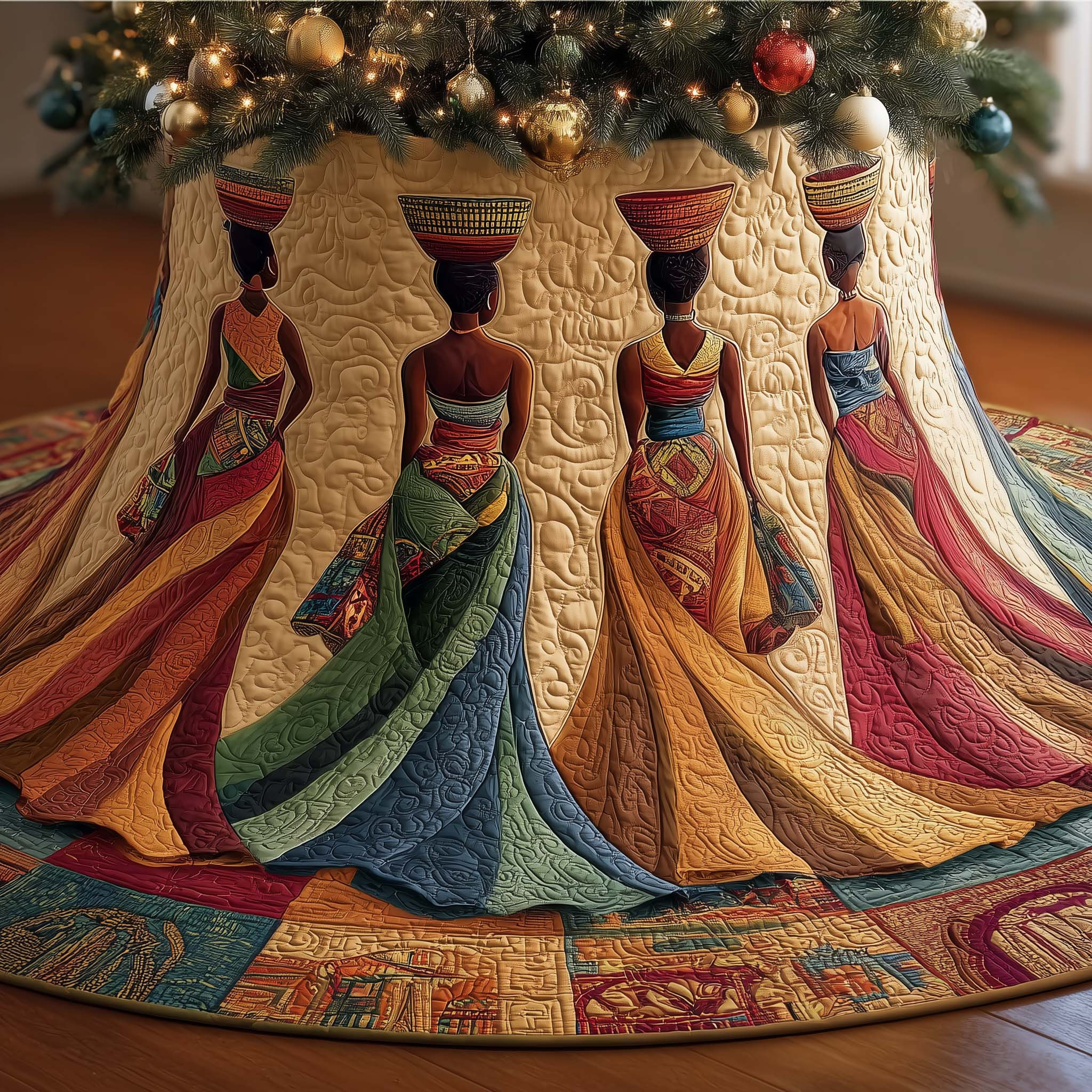 Golden Queens Quilted Tree Skirt Unique Home Decor Good Christmas Gifts Ideas