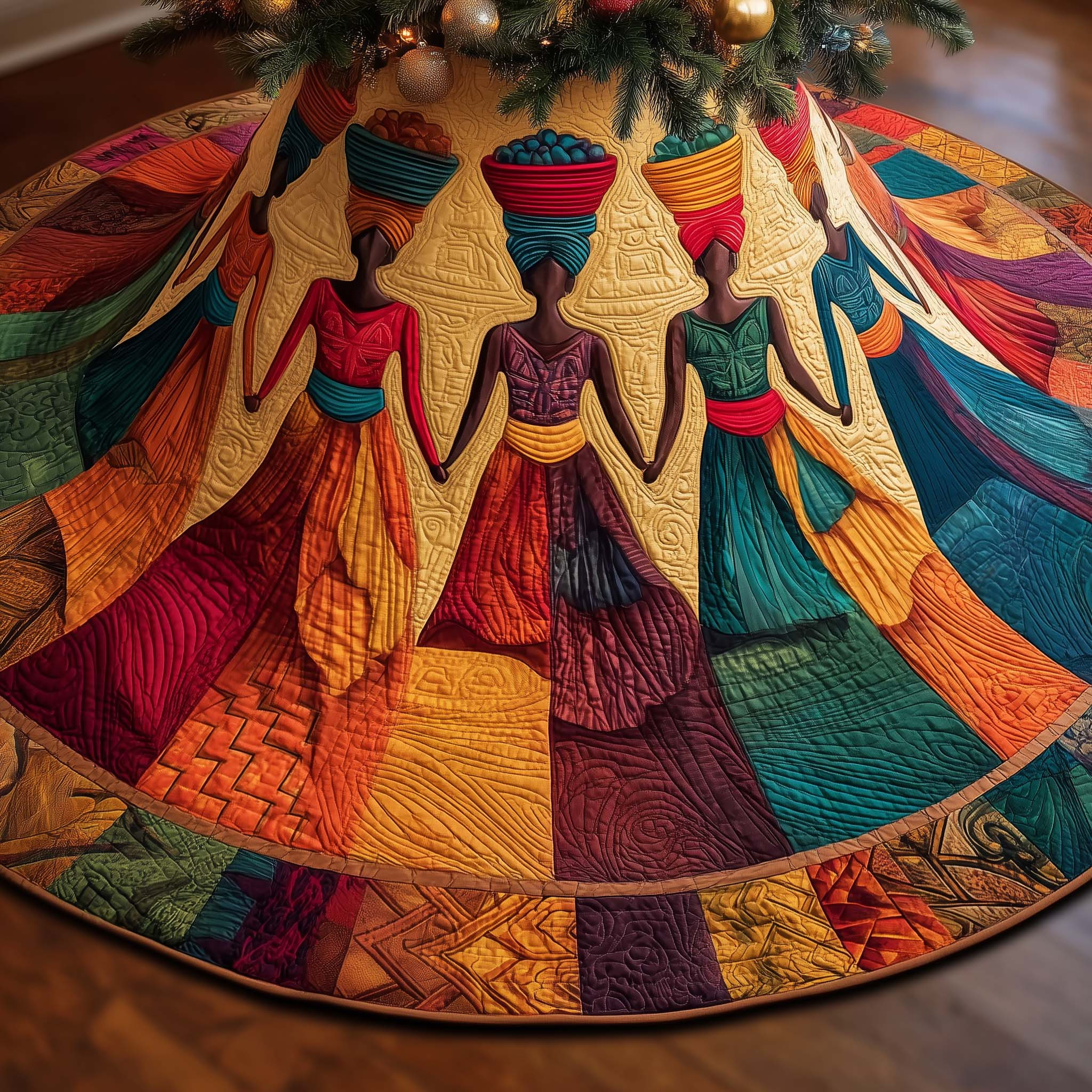 Golden Queens Quilted Tree Skirt Unique Home Decor Perfect Christmas Gift Ideas