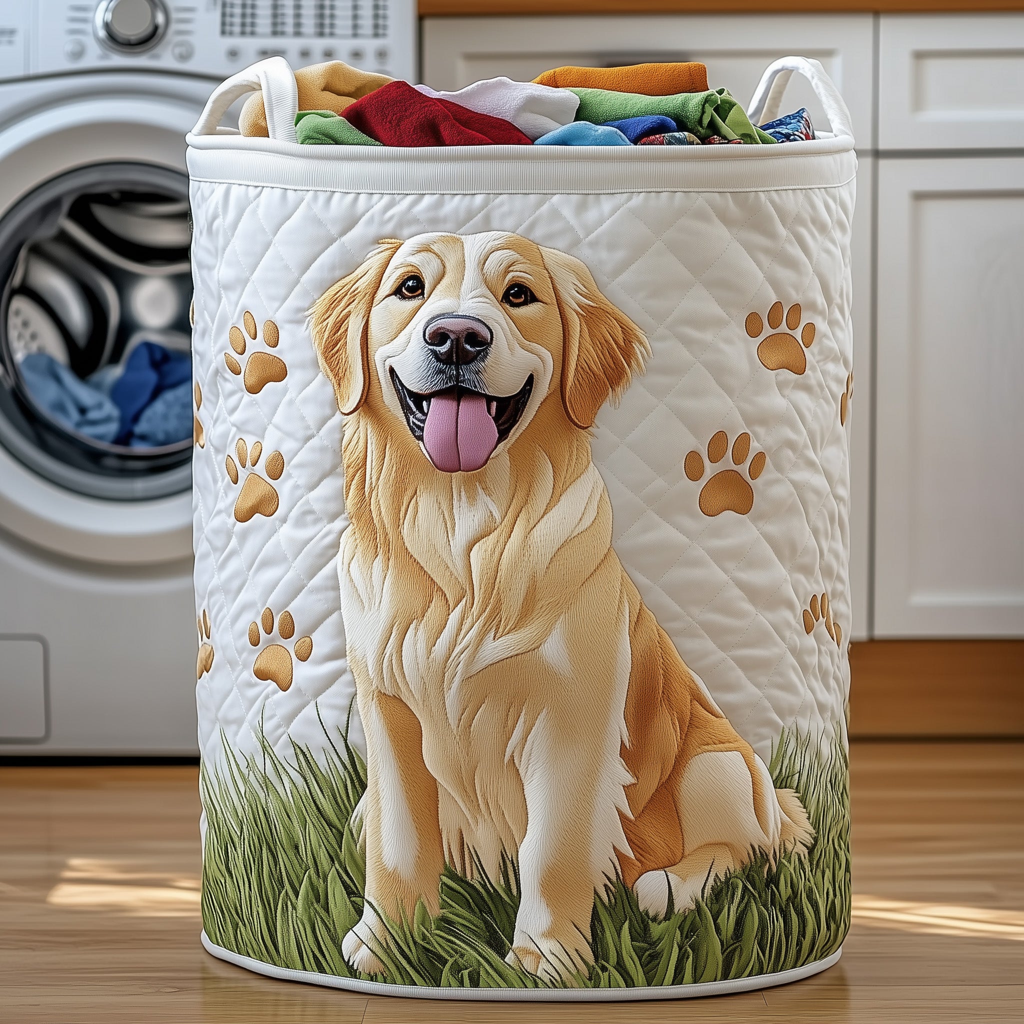 Golden Quilted Laundry Basket Best Gifts For French Bulldog Owners