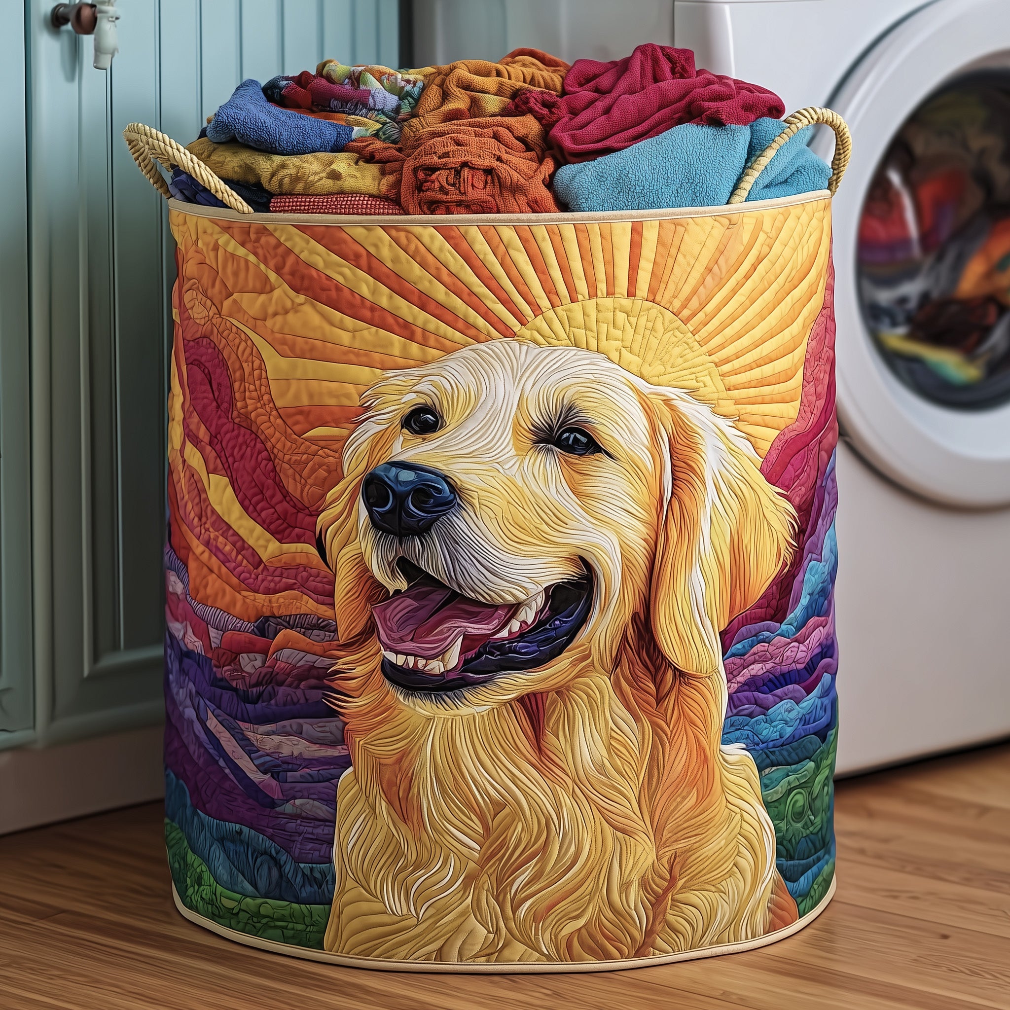 Golden Quilted Laundry Basket Dog And Owner Gift Ideas