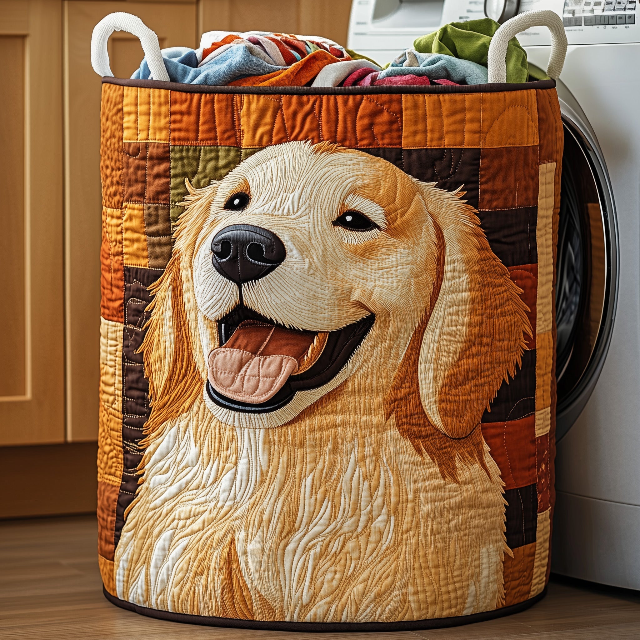 Golden Quilted Laundry Basket Dog Gift Ideas For Dog Owners