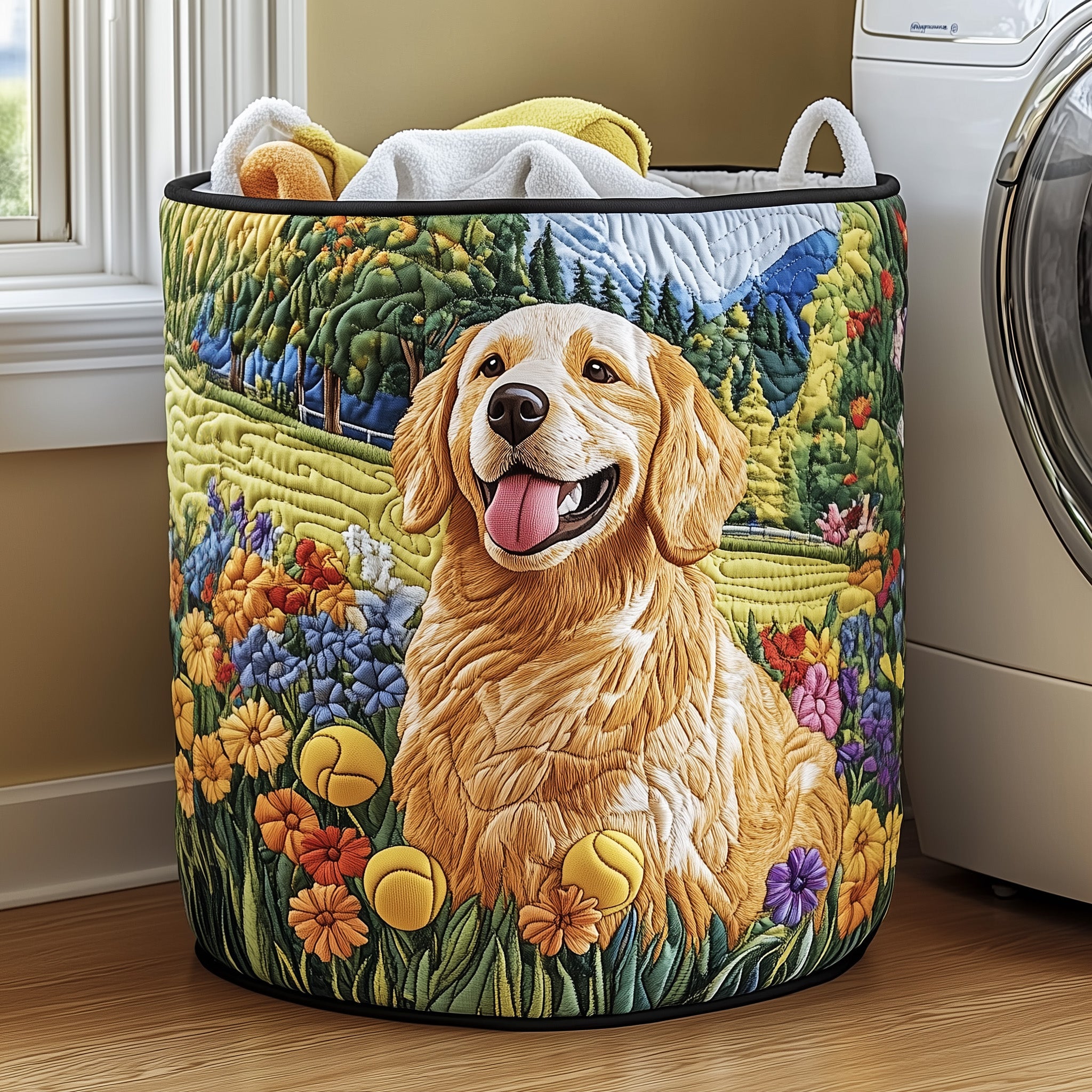 Golden Quilted Laundry Basket Gift Ideas For Dog Owners