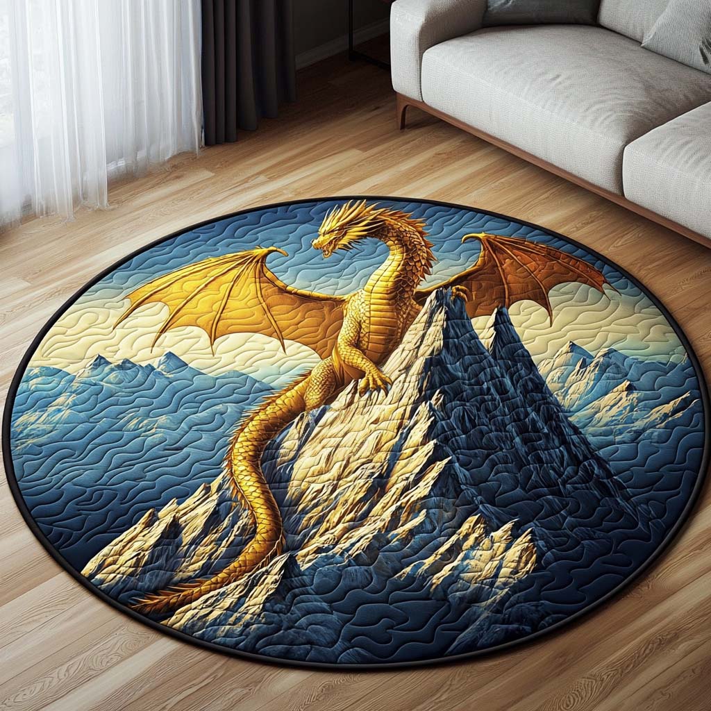 Golden Quilted Round Mat Christmas Decor For Entryway Dragonfly Mother's Day Gifts