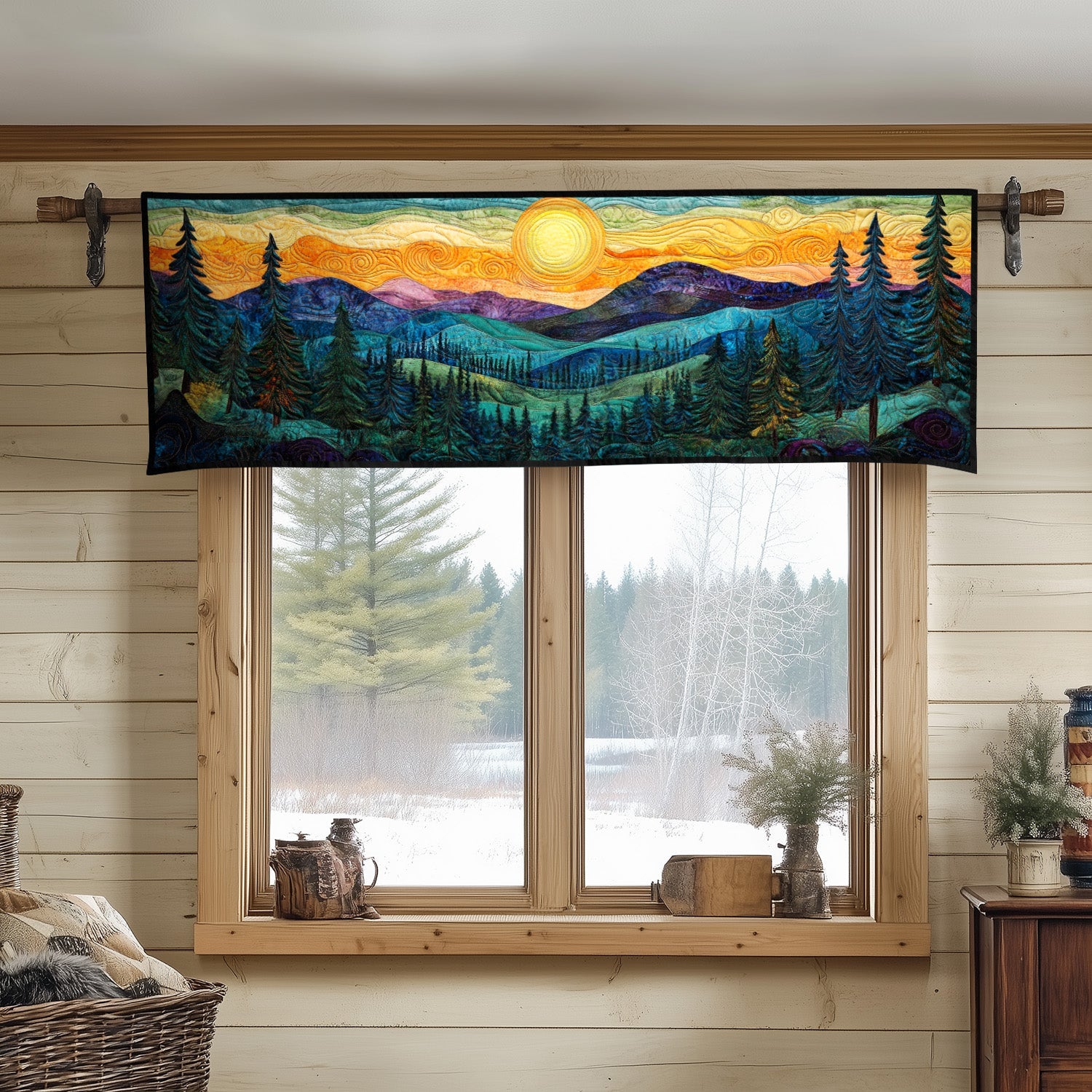 Golden Range Quilted Valance Christmas Entry Way Decor Gifts For Forest Lovers