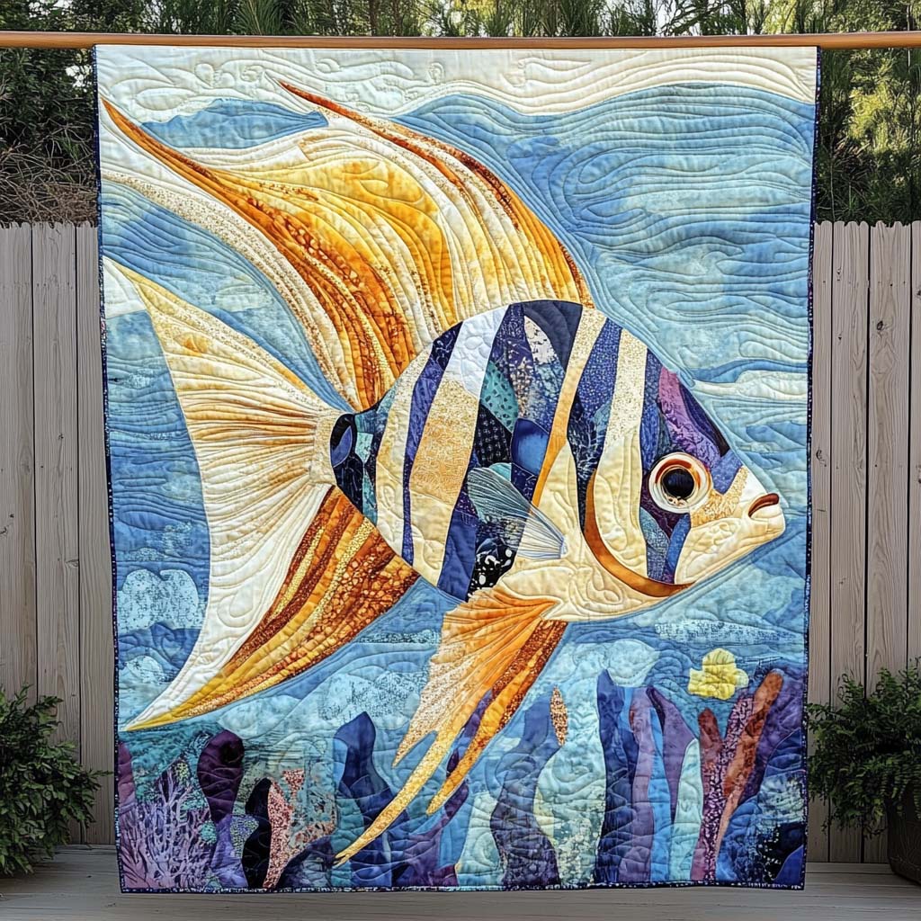 Golden Reef Beauty Quilted Blanket Christmas Gift Blanket