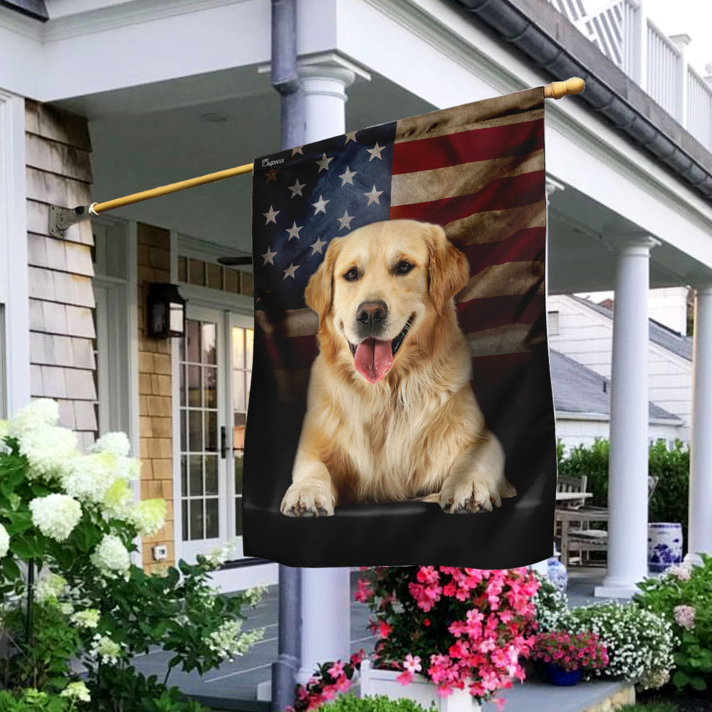 Golden Retriever American Flag 2