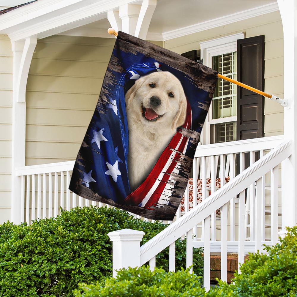 Golden Retriever American Flag