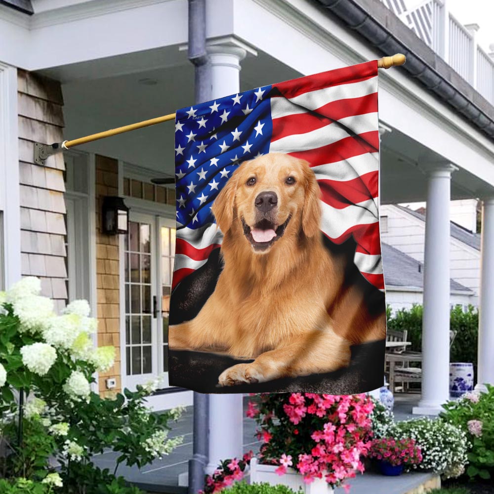 Golden Retriever American Patriot Wrapped In Glory Flag