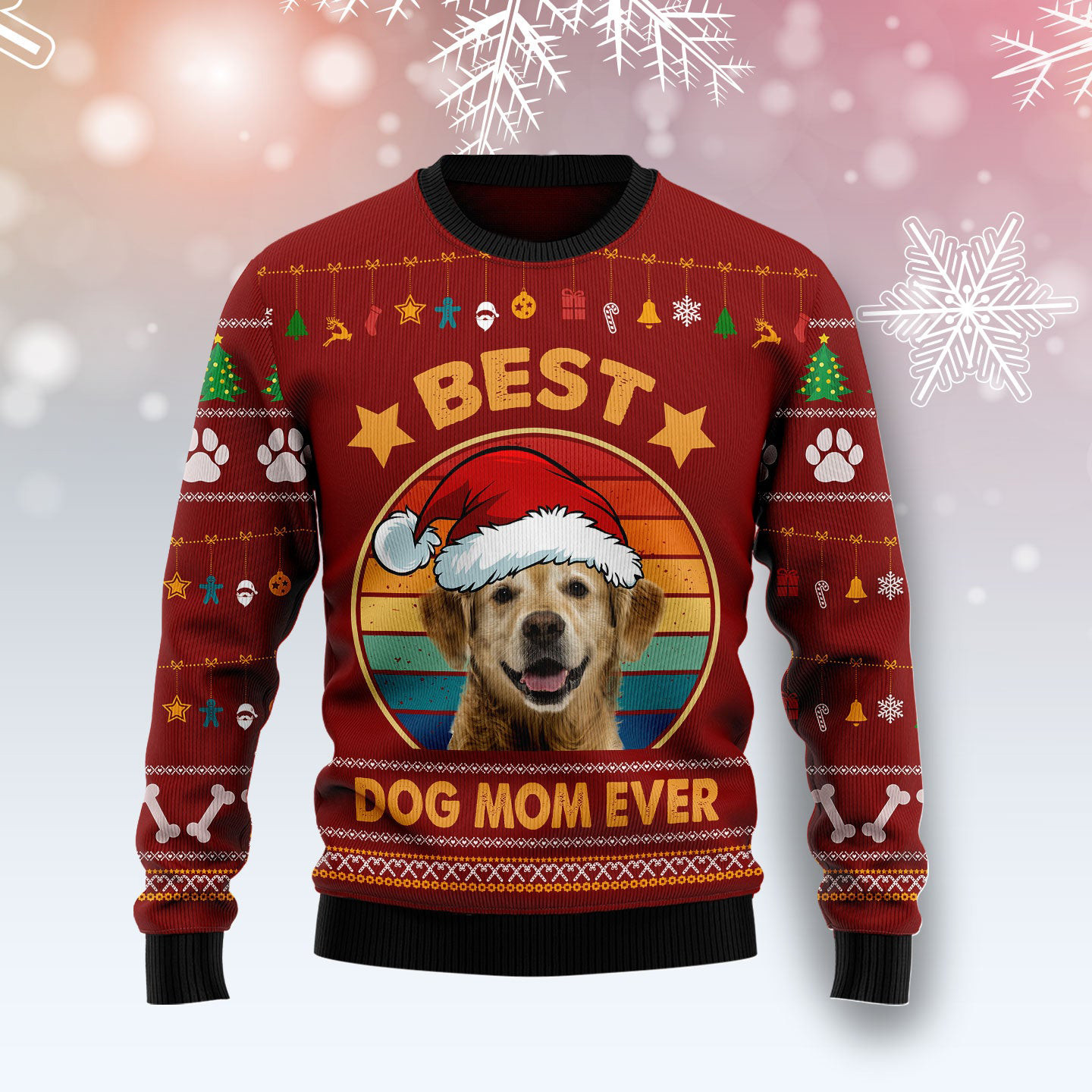 Golden Retriever Best Dog Mom Ever Ugly Christmas Sweater Xmas Gifts For Dog Lovers