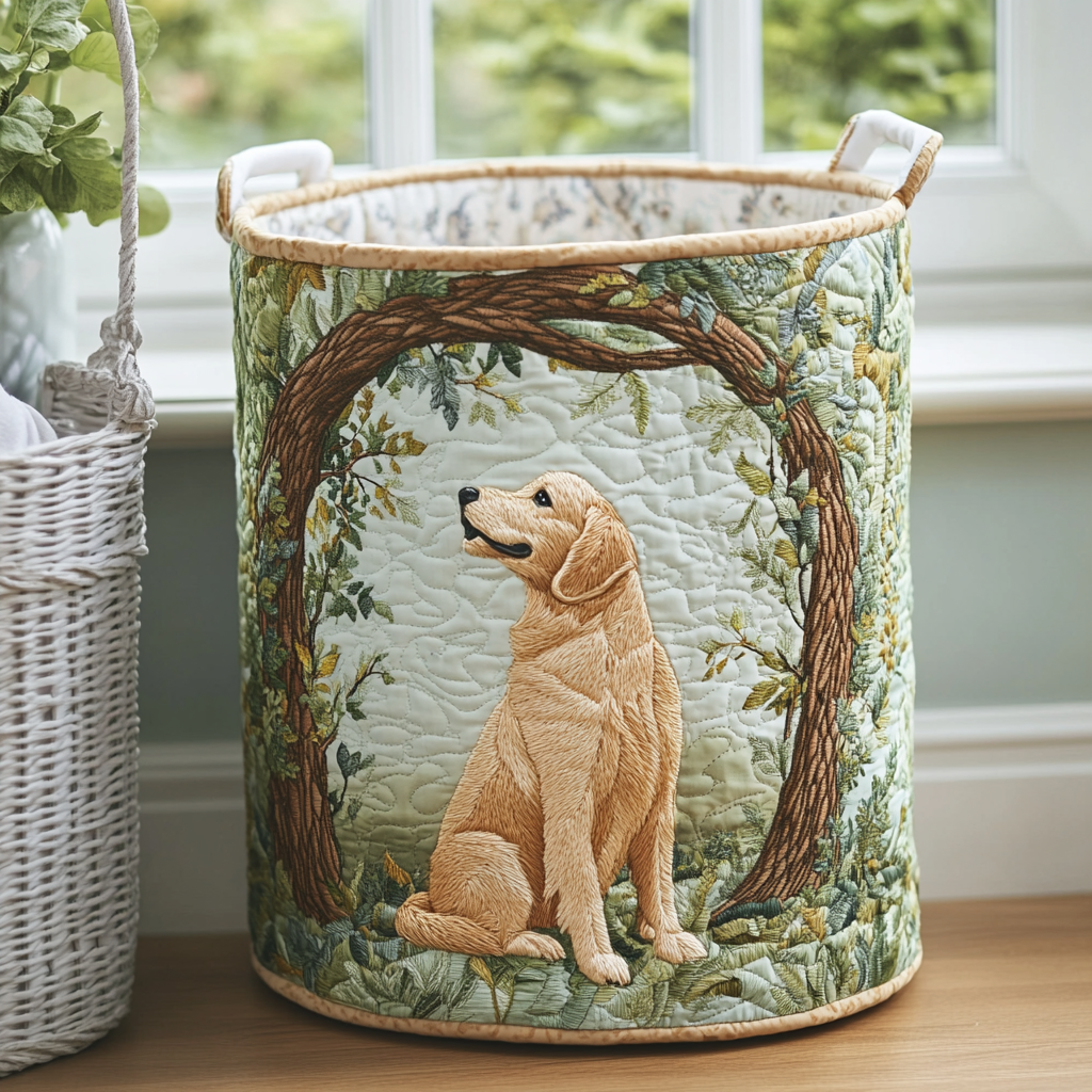 Golden Retriever Bliss Quilted Laundry Basket Creative Gift For Family