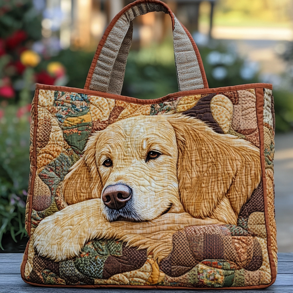 Golden Retriever Charm Quilted Tote Bag Gift For Dog Lover