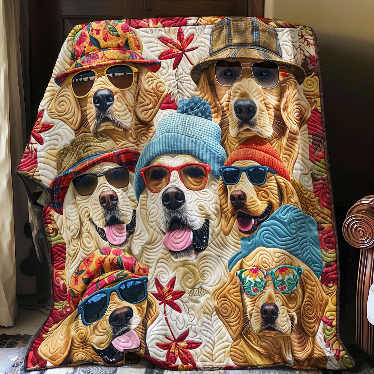 Golden Retriever Cool Quilt Blanket Sofa Throws Christmas Gifts For Tenagers