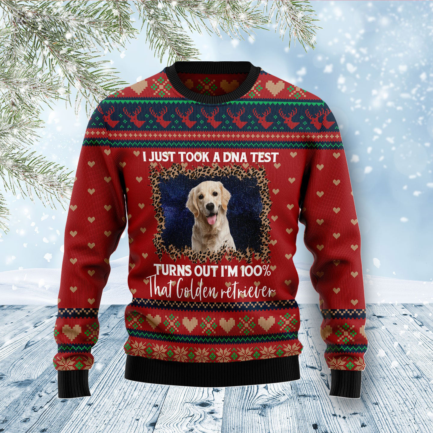 Golden Retriever DNA Test Ugly Christmas Sweater Holiday Wear Christmas Dog Gifts