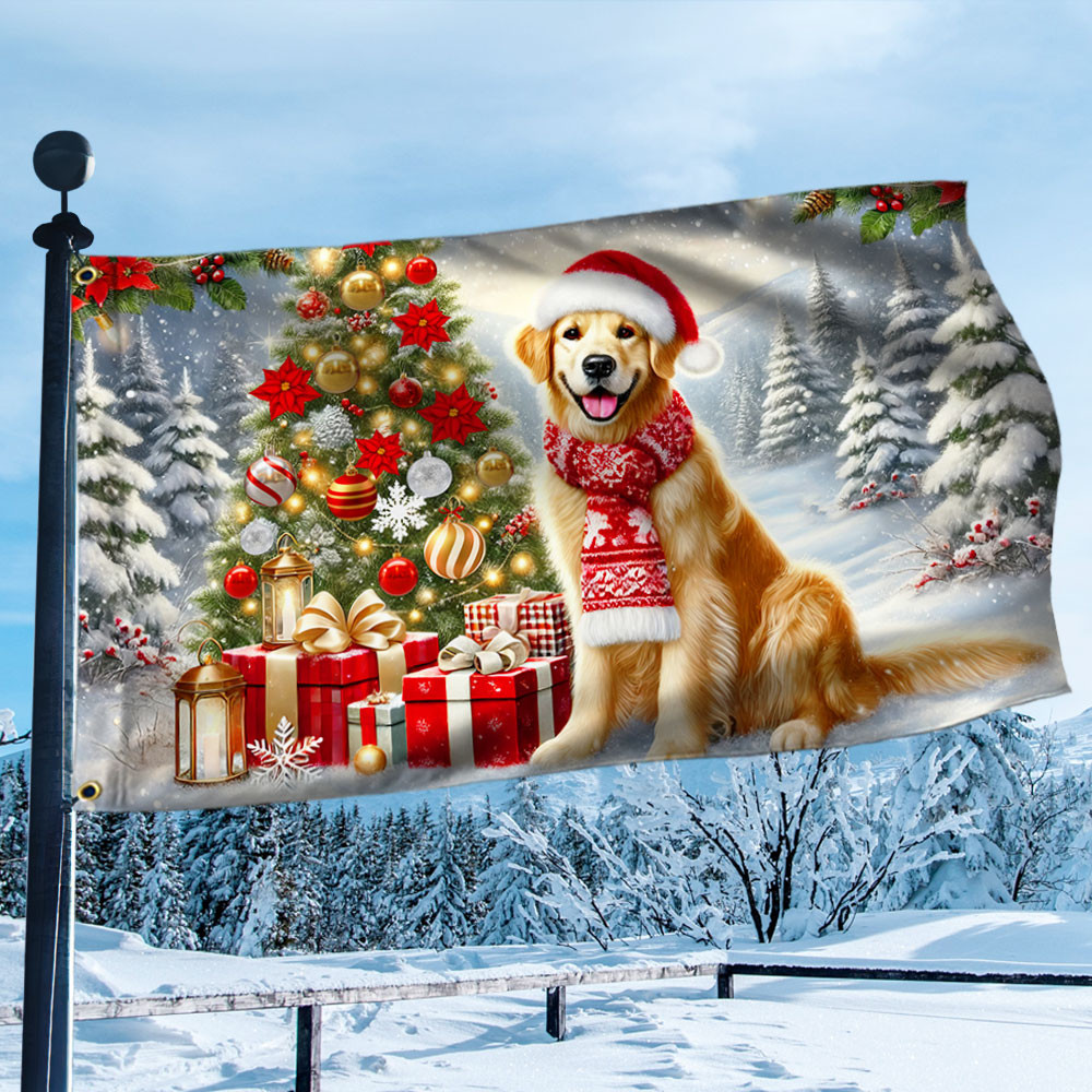 Golden Retriever Dog Christmas Grommet Flag