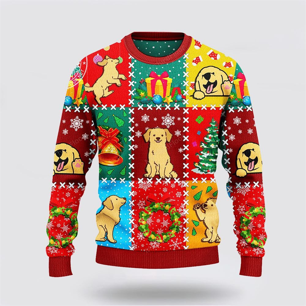 Golden Retriever Dog Lovers Christmas Wishes All Over Sweater Christmas Gift For Dog Love