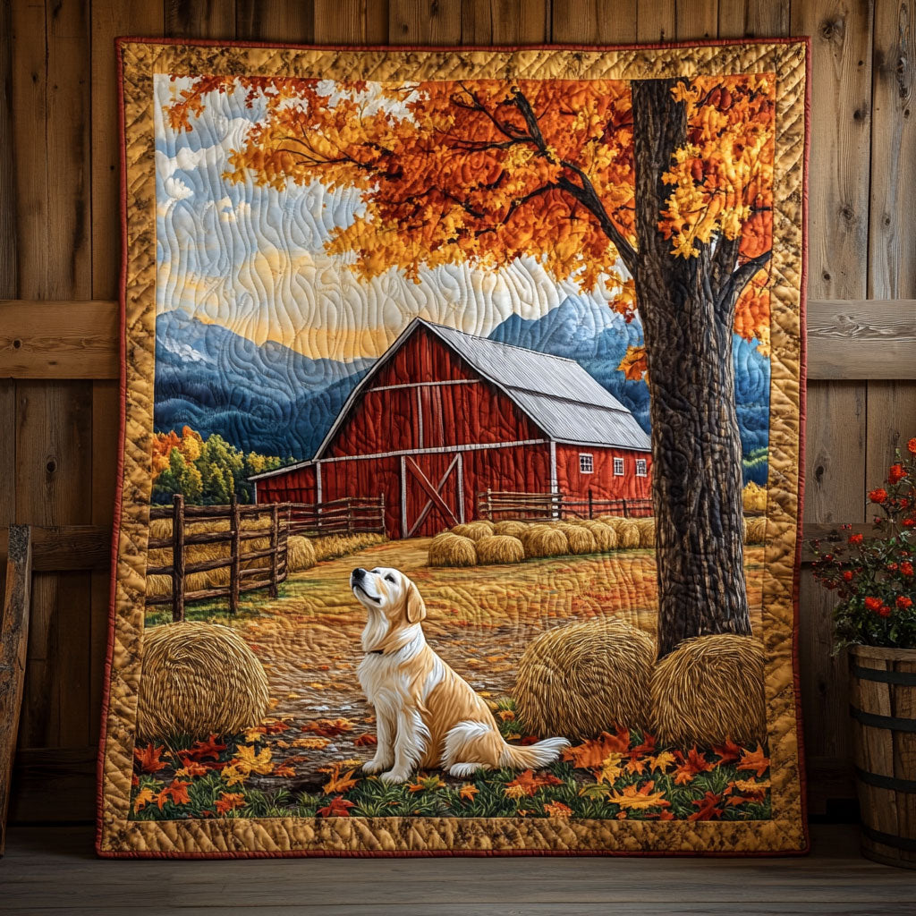 Golden Retriever Farm Quilt Blanket Fall Throw Blanket Ideal Holiday Dog Lover Presents