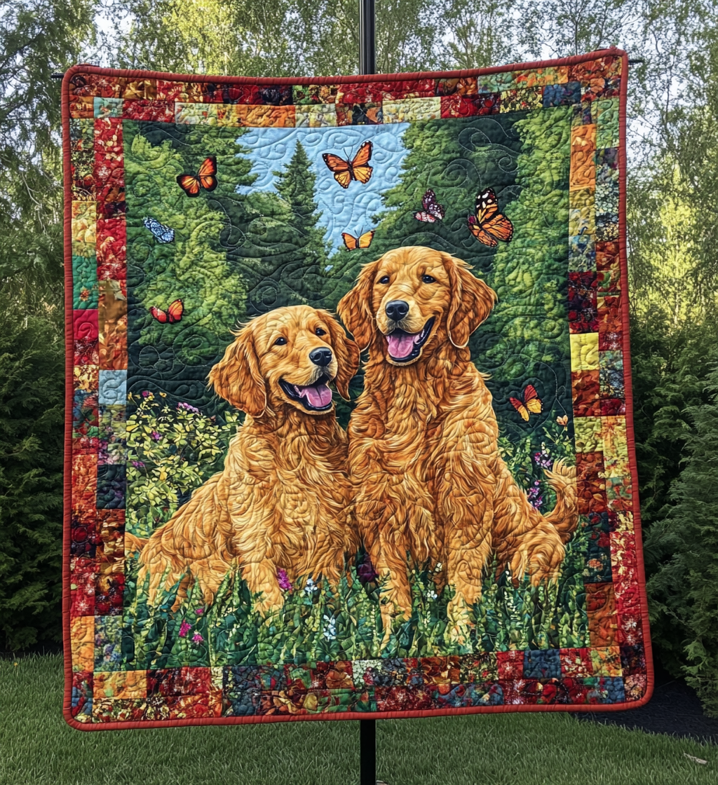 Golden Retriever Harmony Quilted Blanket Golden Retriever Owner Gifts
