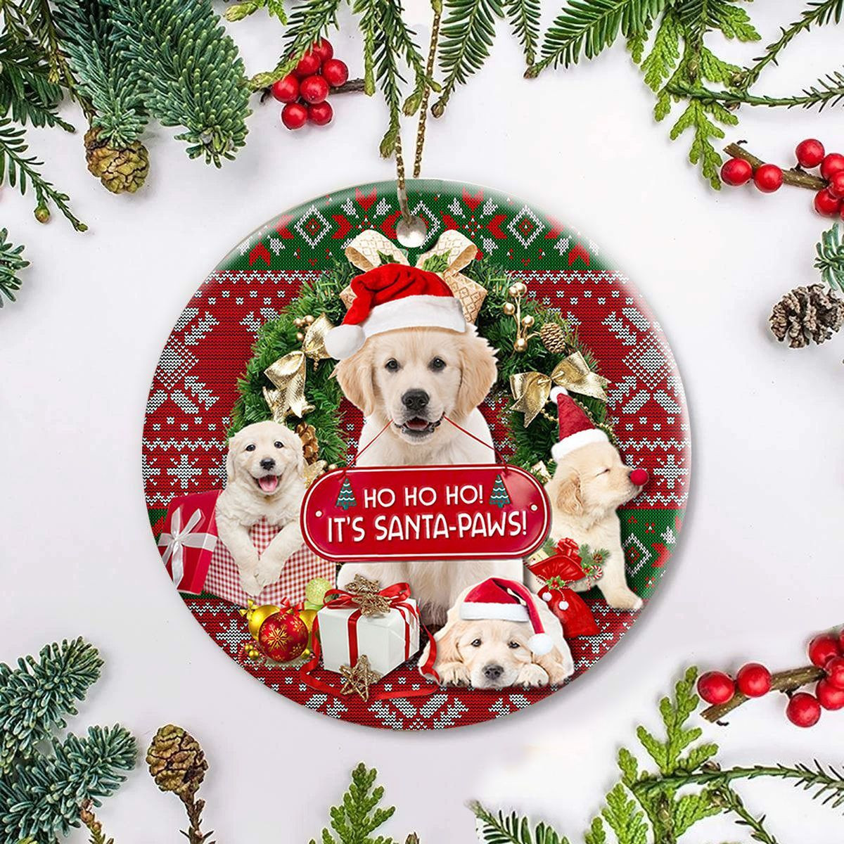 Golden Retriever Ho Ho Ho It's Santa Paws Ornament Best Christmas Tree Toppers Xmas House Decor