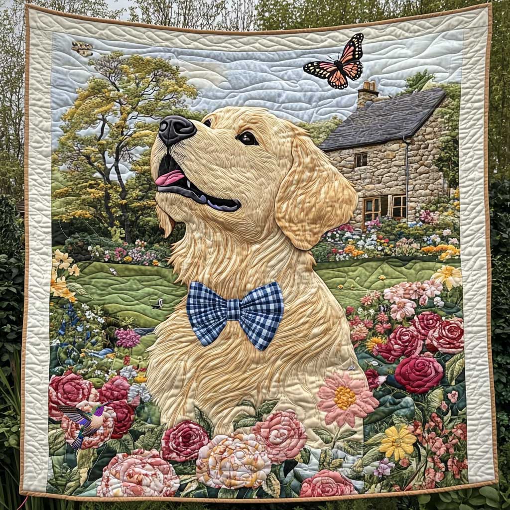 Golden Retriever House Guardian Quilt Blanket Fluffy Throw Blanket Gifts For Dog Lovers