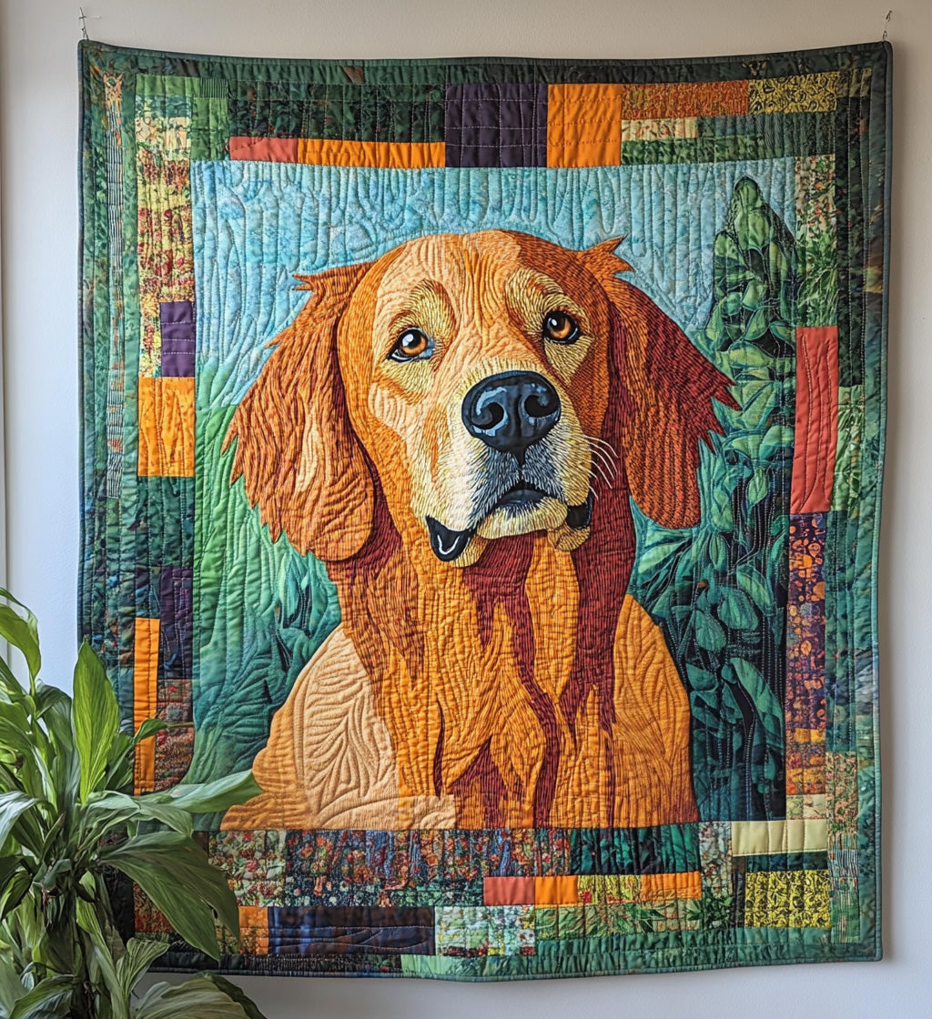 Golden Retriever in the Garden Quilted Blanket Golden Retriever Owner Gifts