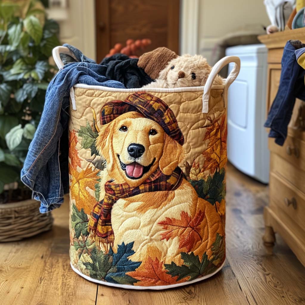 Golden Retriever Joy Quilted Laundry Basket Great Idea For New Home