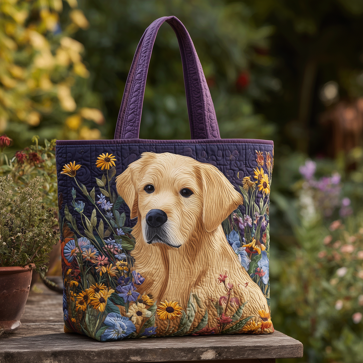 Golden Retriever Joy Quilted Tote Bag Presents For People With Dogs
