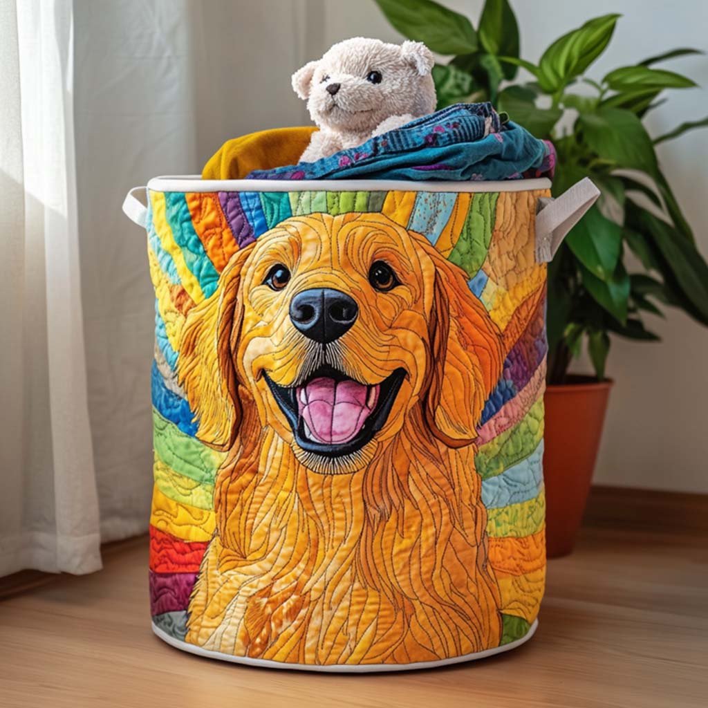 Golden Retriever Life Quilted Laundry Basket Perfect Gift For College Dorm