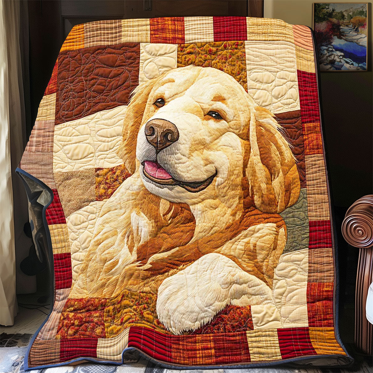 Golden Retriever Lying Quilt Blanket Fluffy Throw Blanket Cozy Gifts For Dog Lovers