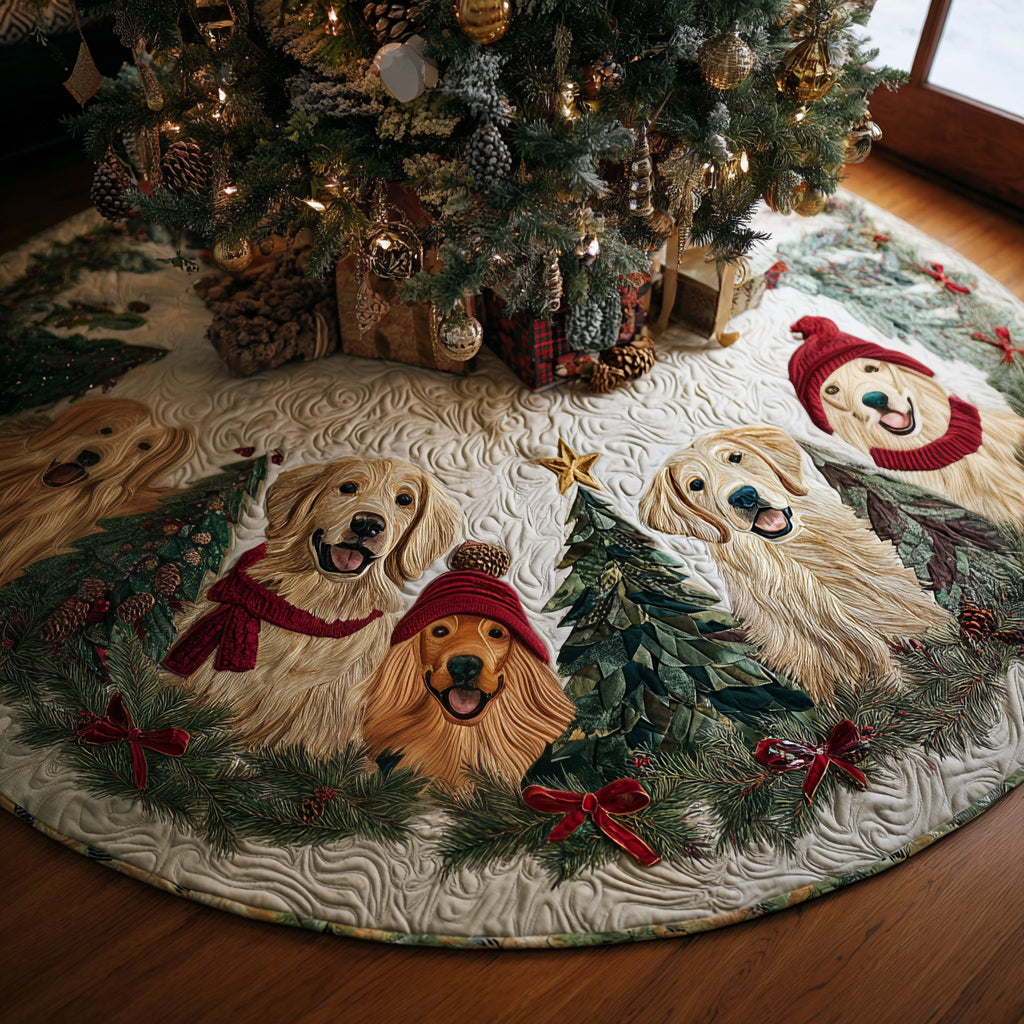 Golden Retriever Noel Quilted Christmas Tree Skirt Holiday Decorations Christmas Gifts For Golden Retriever