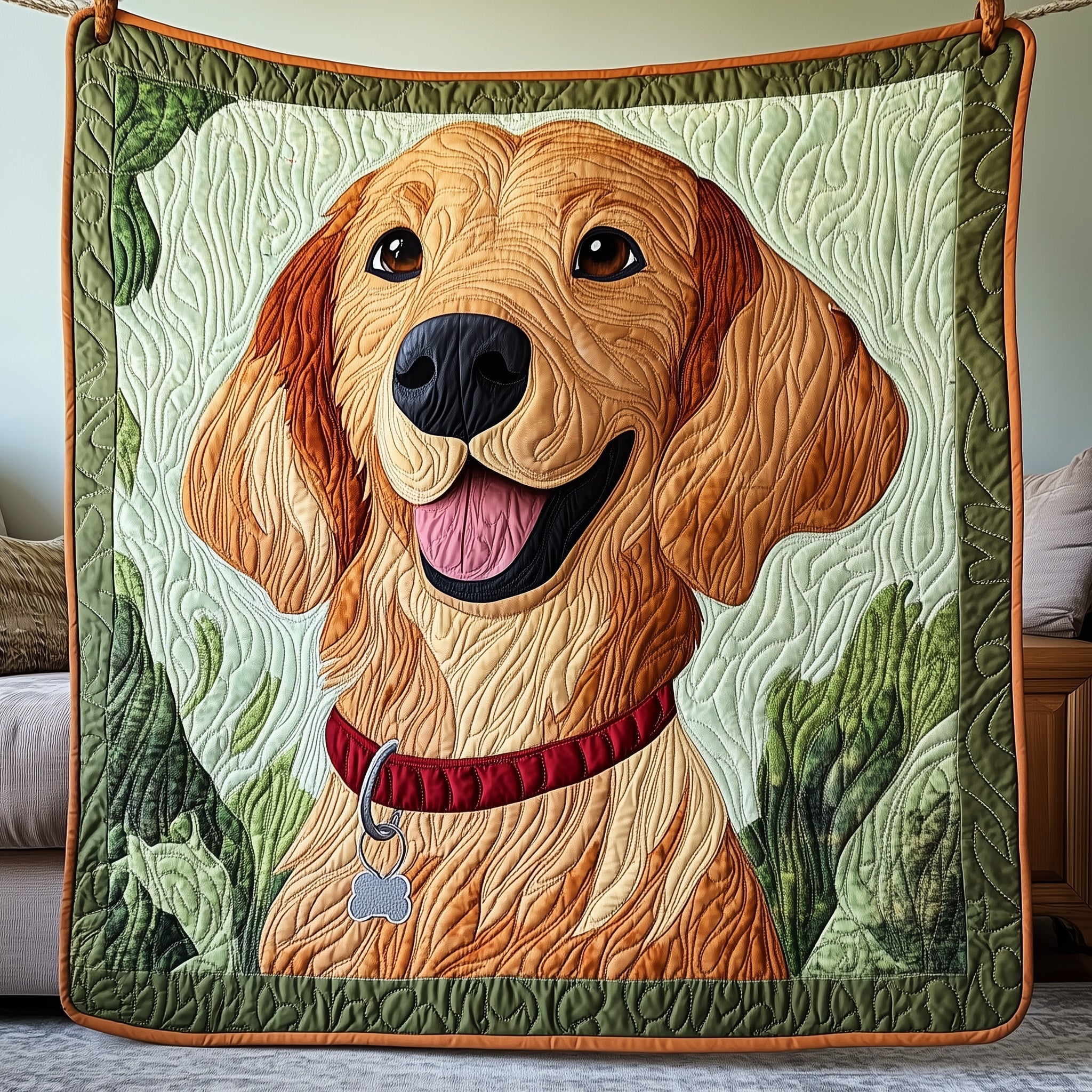 Golden Retriever Quilted Blanket Merchandise Throw BlanketBest Gifts For Pet Dog Lovers
