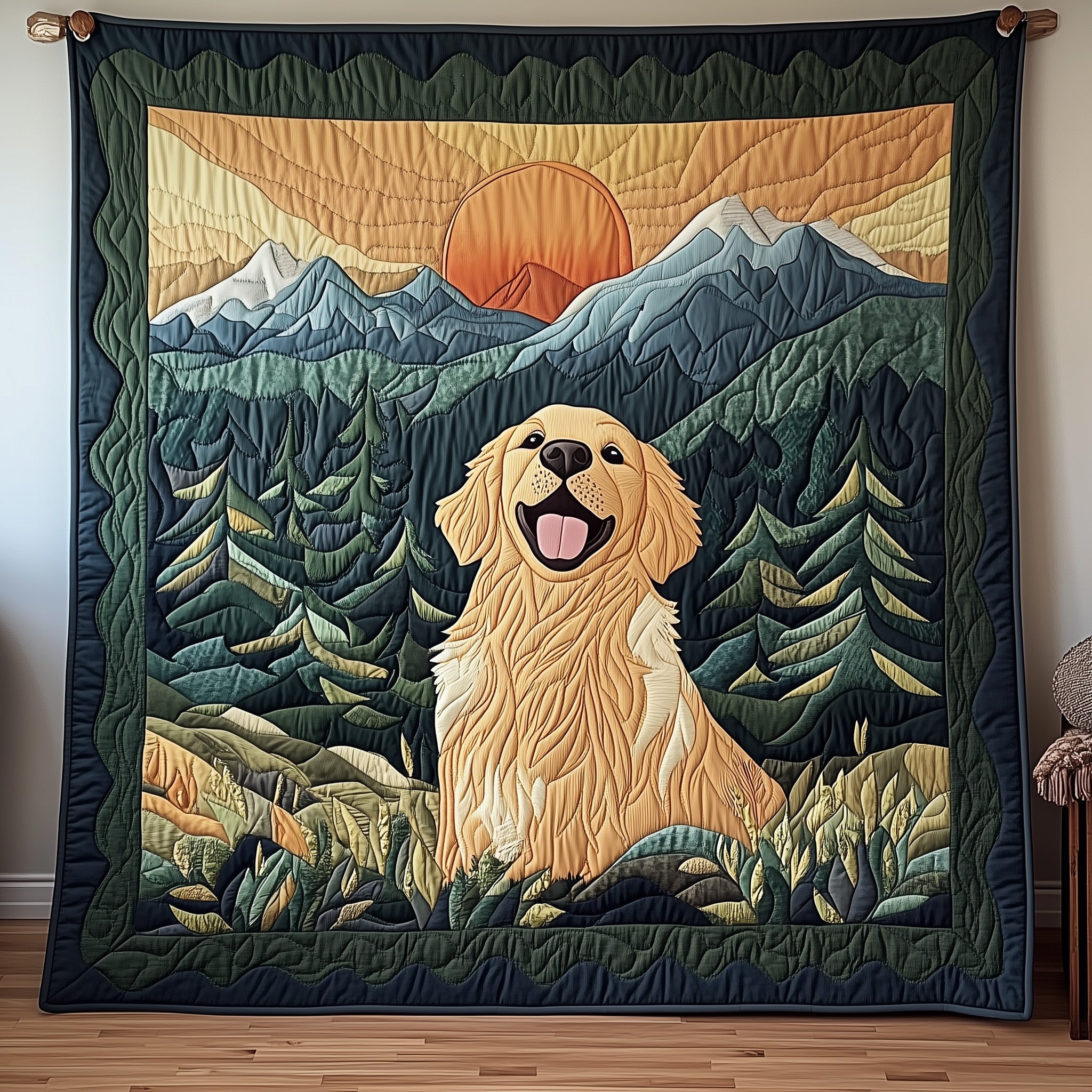 Golden Retriever Quilted Blanket Nice Throw BlanketAnimal Lovers Presents