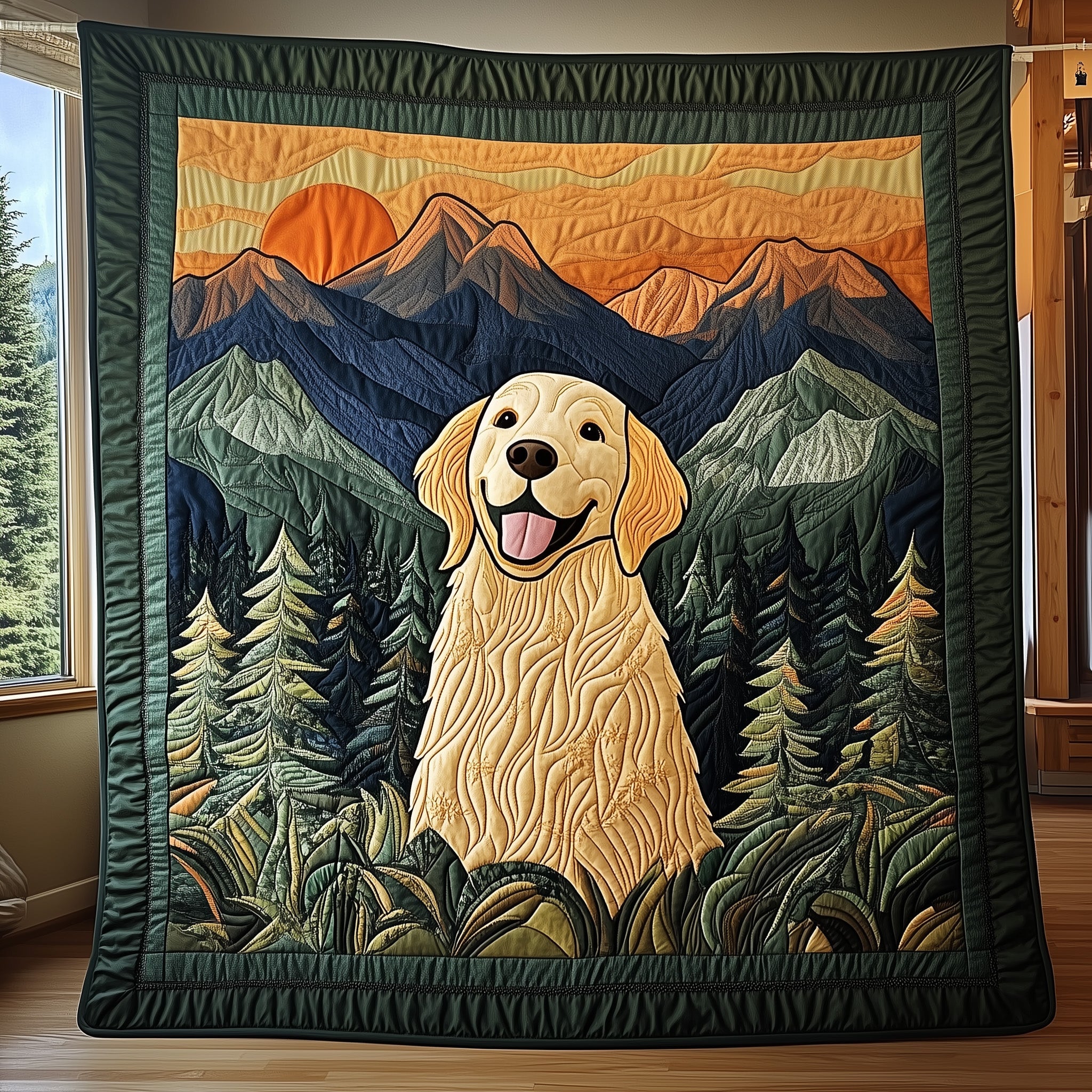 Golden Retriever Quilted Blanket Nice Throw BlanketGifts For Pet Lovers