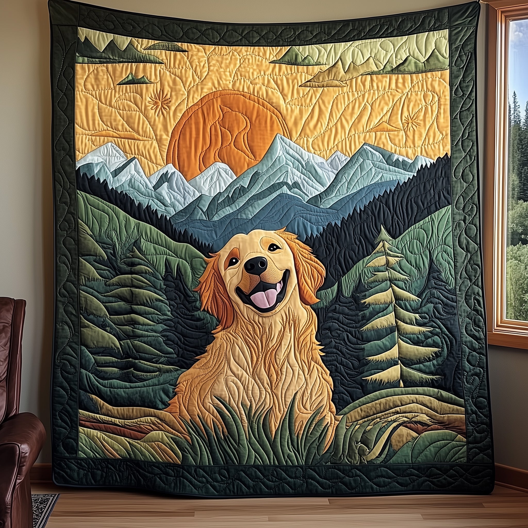 Golden Retriever Quilted Blanket Nice Throw BlanketGifts Pet Lovers Xmas Holiday