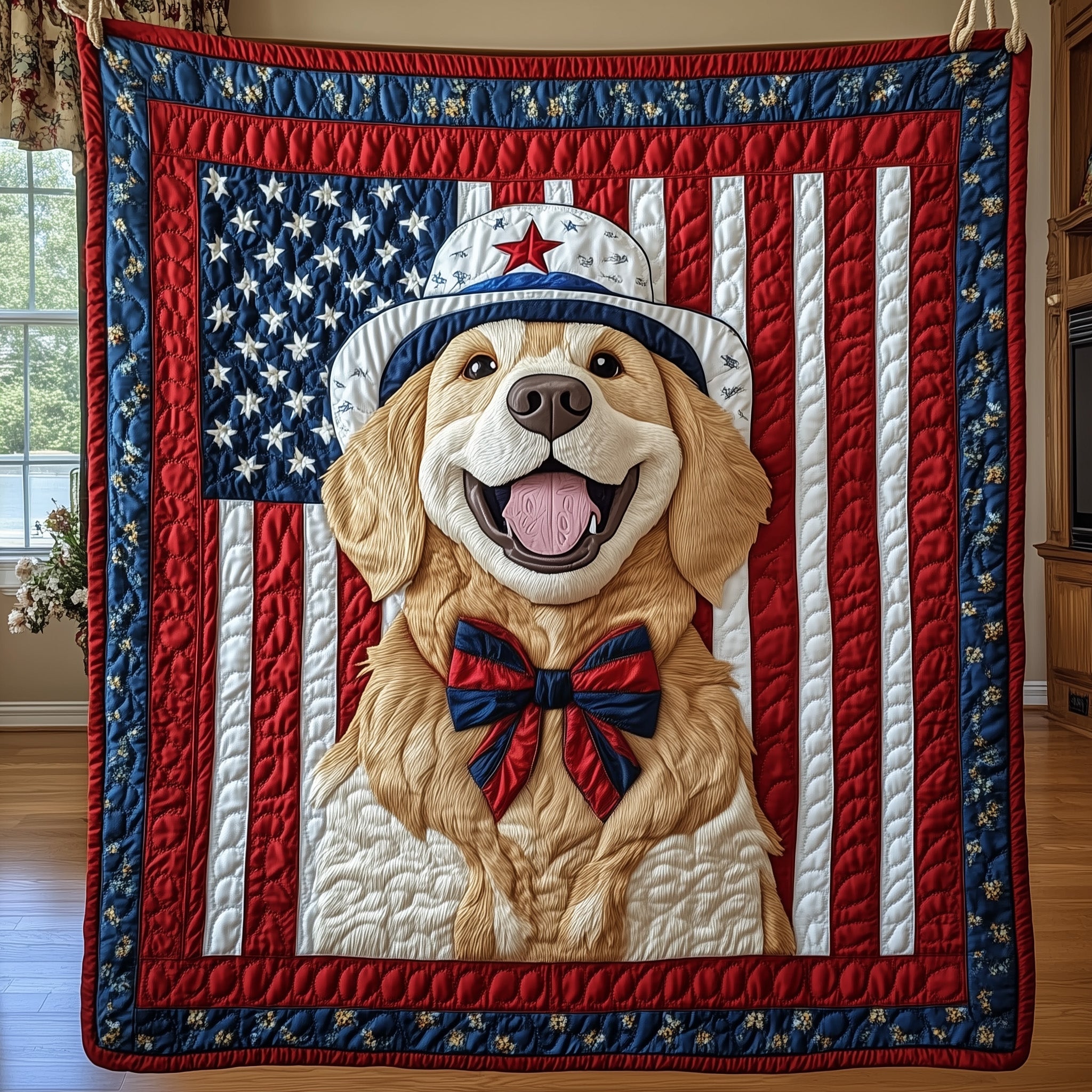 Golden Retriever Quilted Blanket Nice Throw BlanketGreat Gifts For Dog Lovers