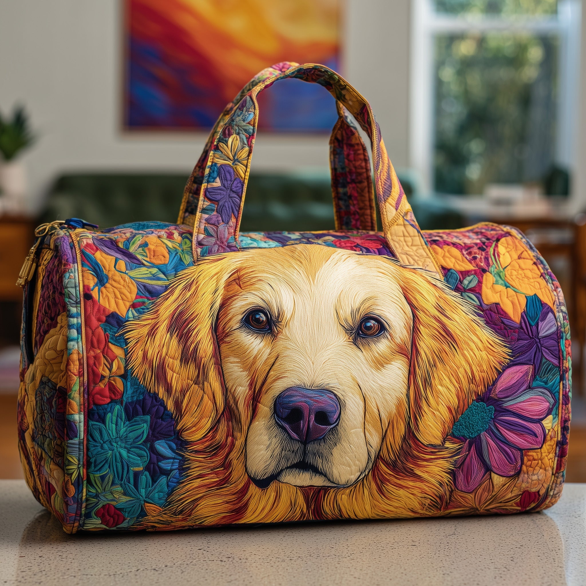 Golden Retriever Quilted Duffle Bag Easter Gift Idea