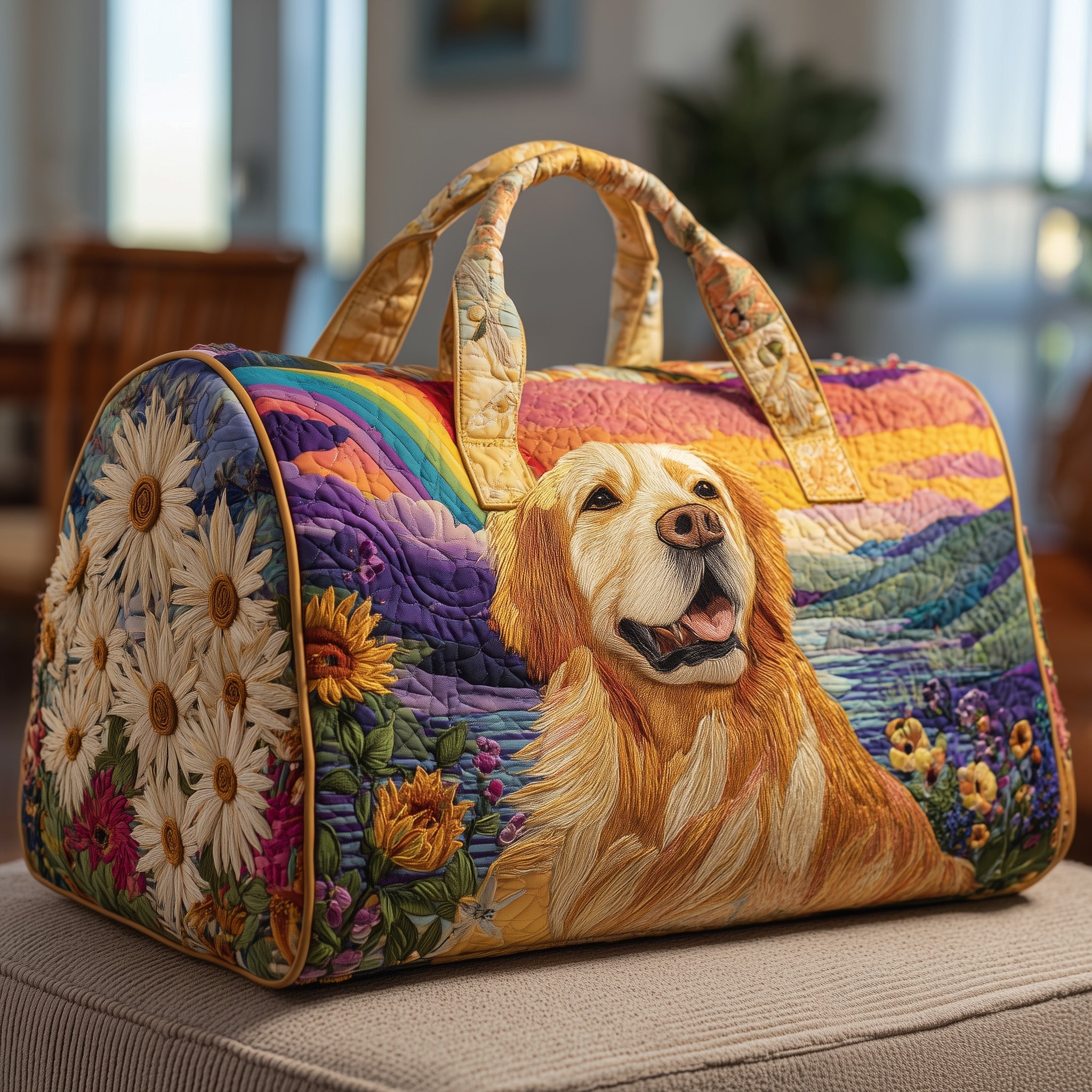 Golden Retriever Quilted Duffle Bag Father's Day Gift Idea