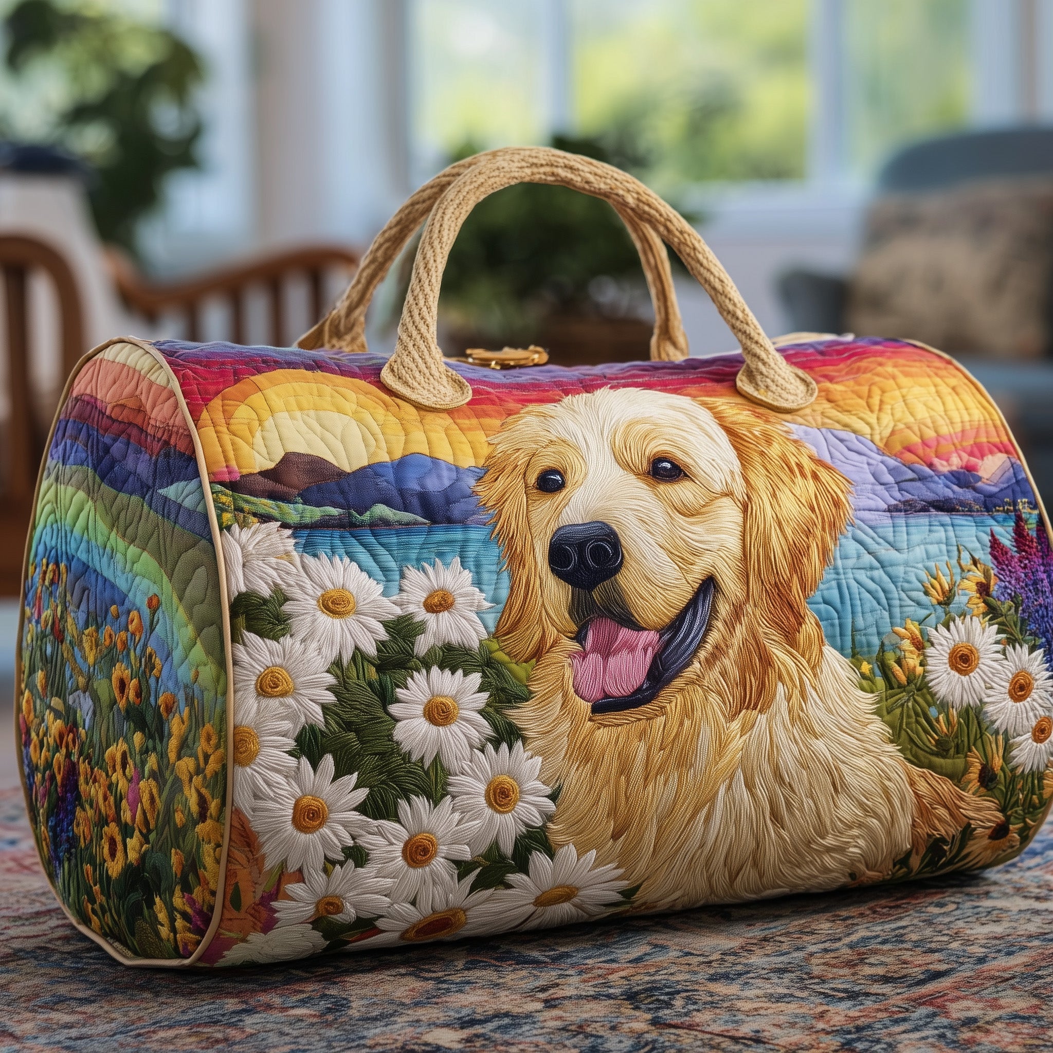 Golden Retriever Quilted Duffle Bag Independence Day Gift Idea