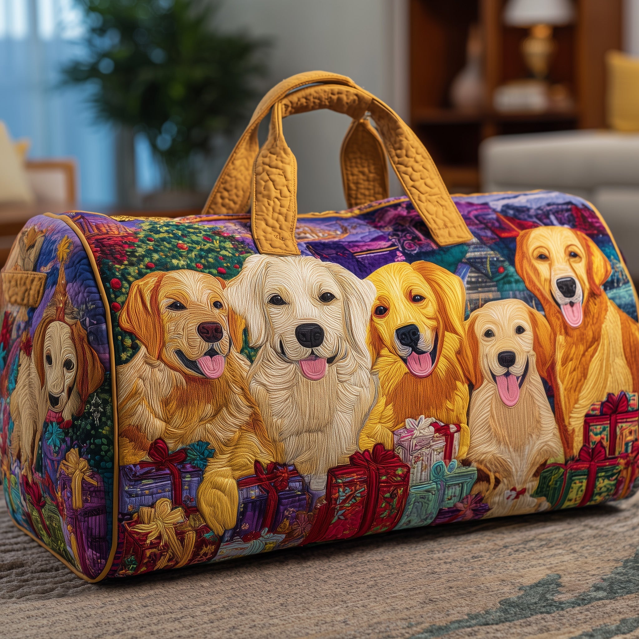 Golden Retriever Quilted Duffle Bag New Year Gift Idea