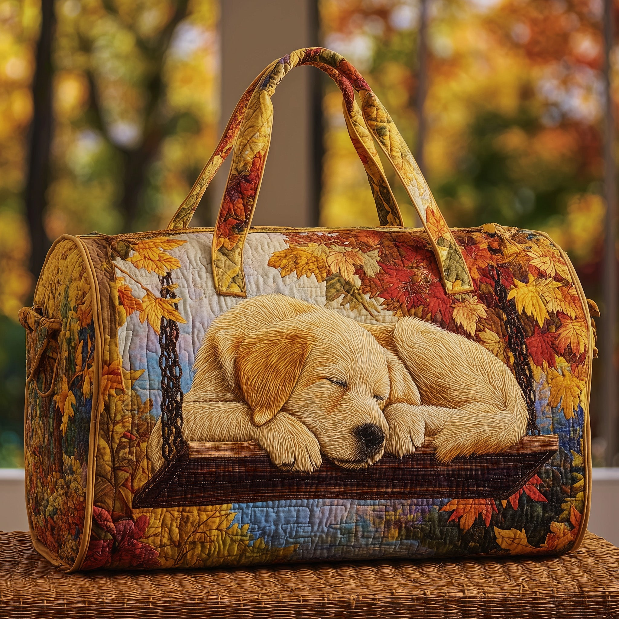 Golden Retriever Quilted Duffle Bag Valentine's Day Gift Idea