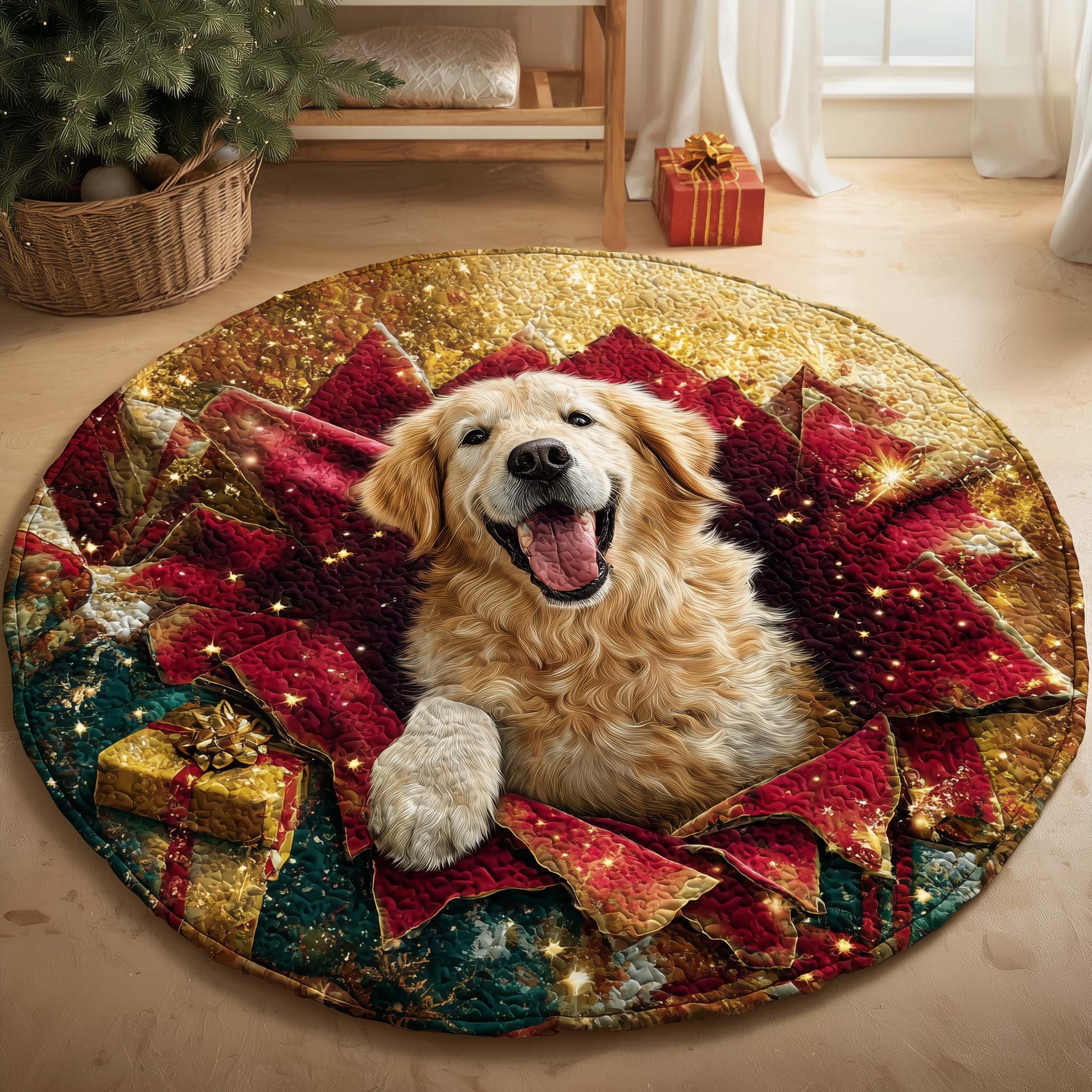Golden Retriever Quilted Round Mat Gftoqm70 Trendy Quilted Round Mat That Adds Charm
