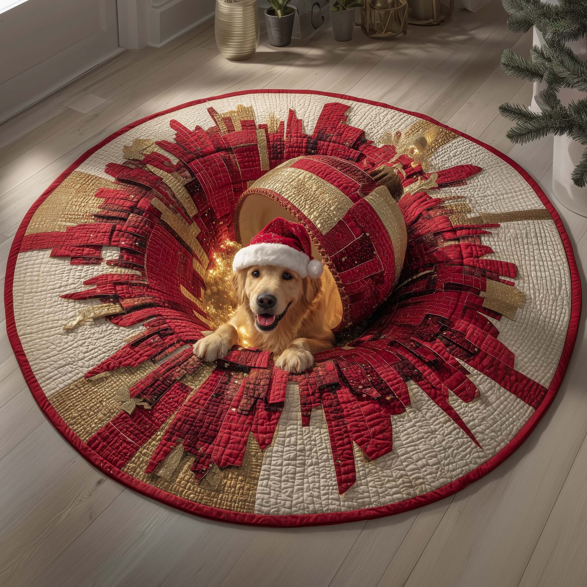 Golden Retriever Quilted Round Mat Gftoqm75 Classic Quilted Round Mat for Timeless Decor