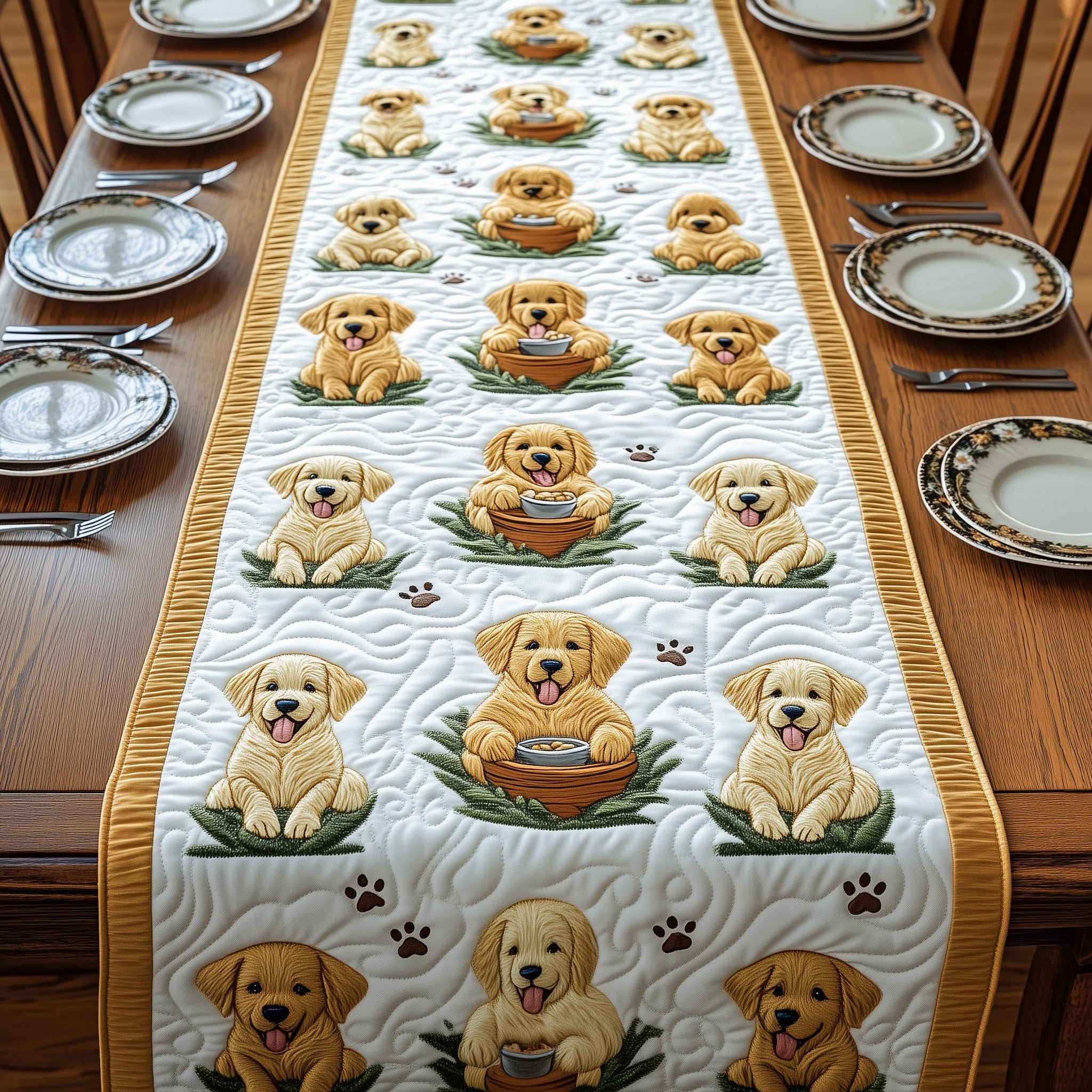 Golden Retriever Quilted Table Runner Christmas Table Runner Decoration