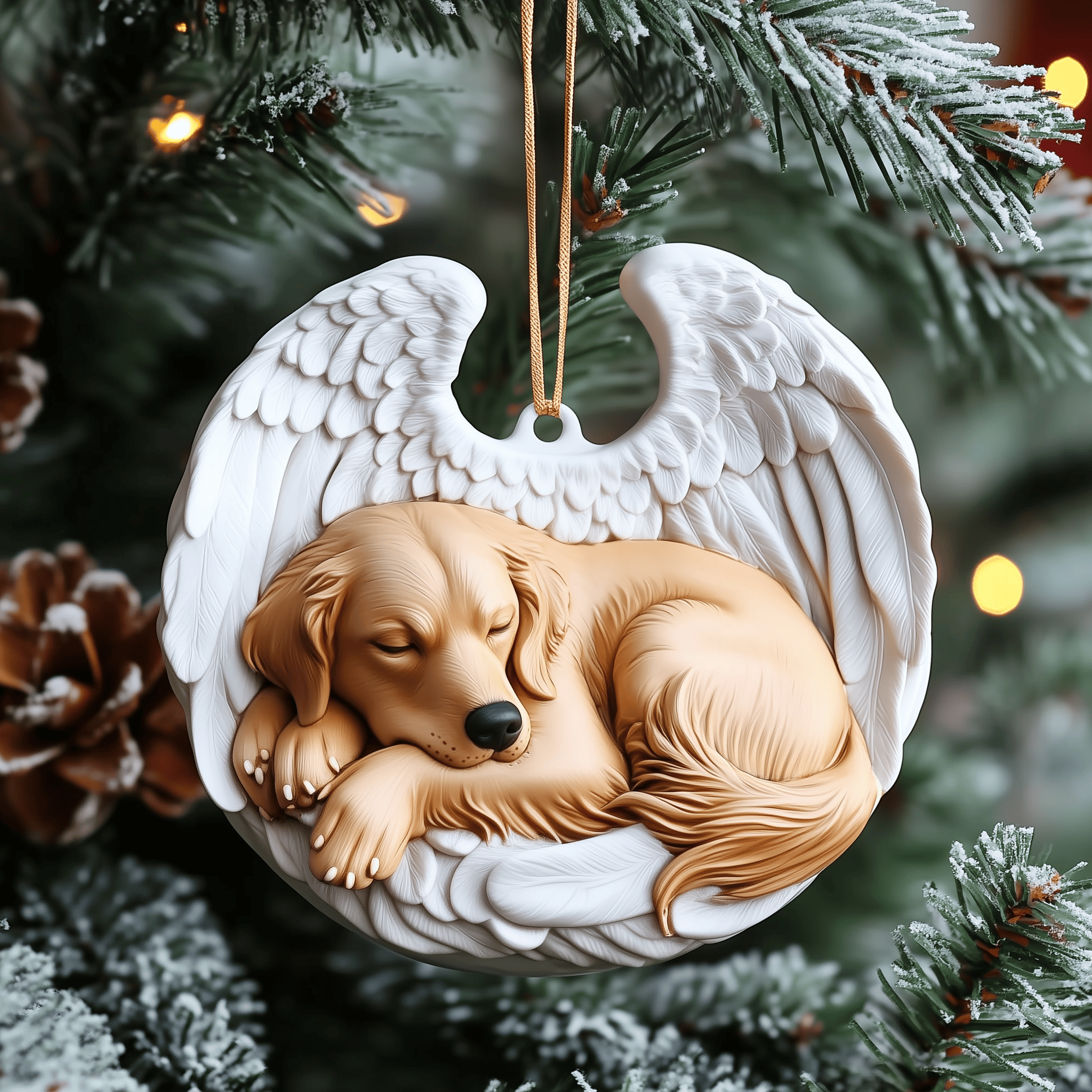 Golden Retriever Remembrance Mica Ornament Feel the Festive Spirit with Ornaments That Shine