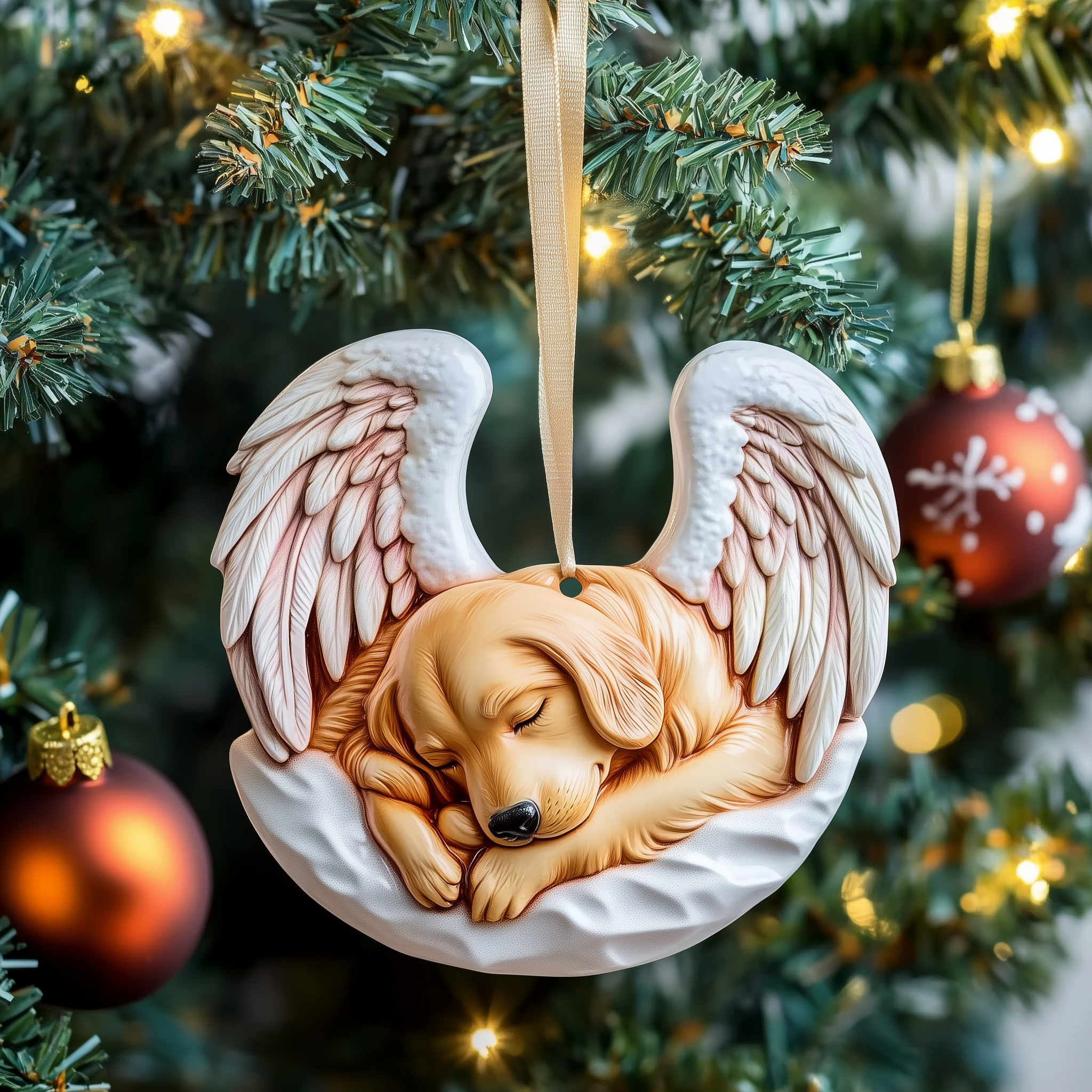 Golden Retriever Remembrance Mica Ornament Feel the Warmth of Christmas with a Timeless Ornament