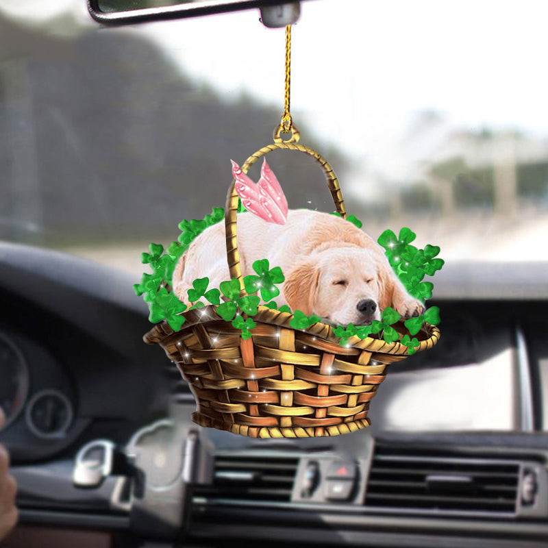 Golden retriever Sleeping Lucky Fairy Two Sided Ornament Dog Ornament Car Accessories
