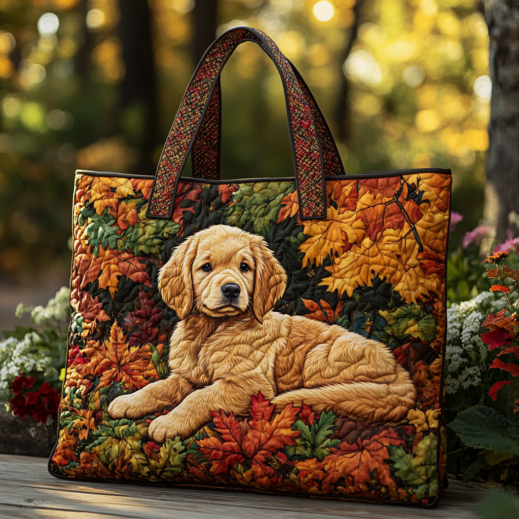 Golden Retriever Smile Quilted Tote Bag Good Presents For Dog Lovers