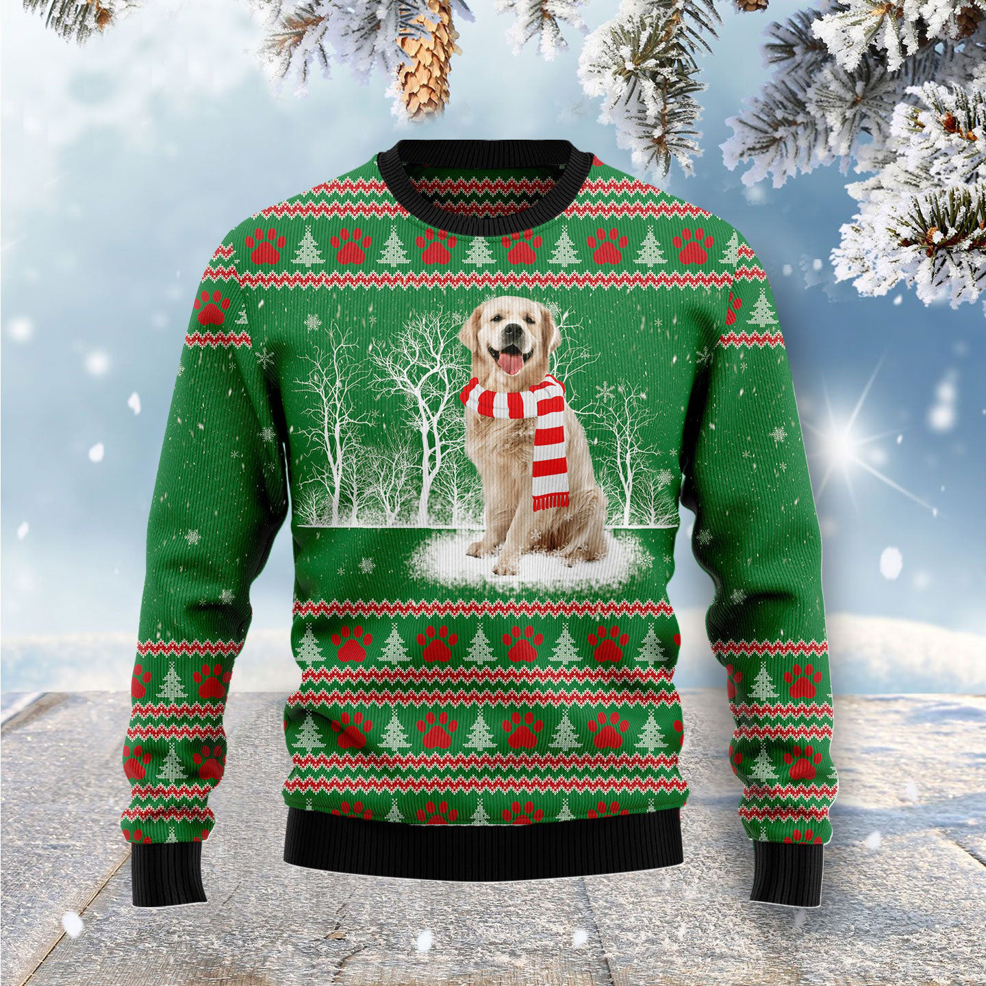 Golden Retriever Winter Ugly Christmas Sweater Dog Christmas Sweater Holiday Present Ideas