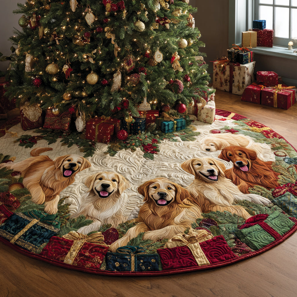 Golden Retriever Wonder Quilted Christmas Tree Skirt Holiday Decor Gifts For Golden Retriever Lovers