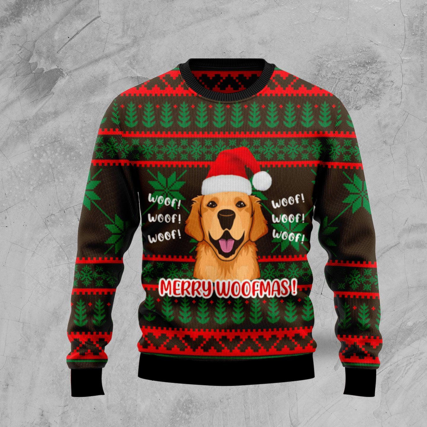 Golden Retriever Woofmas Ugly Christmas Sweater Cute Christmas Sweater Gift Ideas