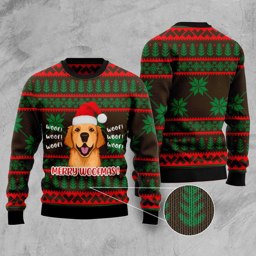 Golden Retriever Woofmas Ugly Christmas Sweater Funny Ugly Christmas Sweater Xmas Gifts